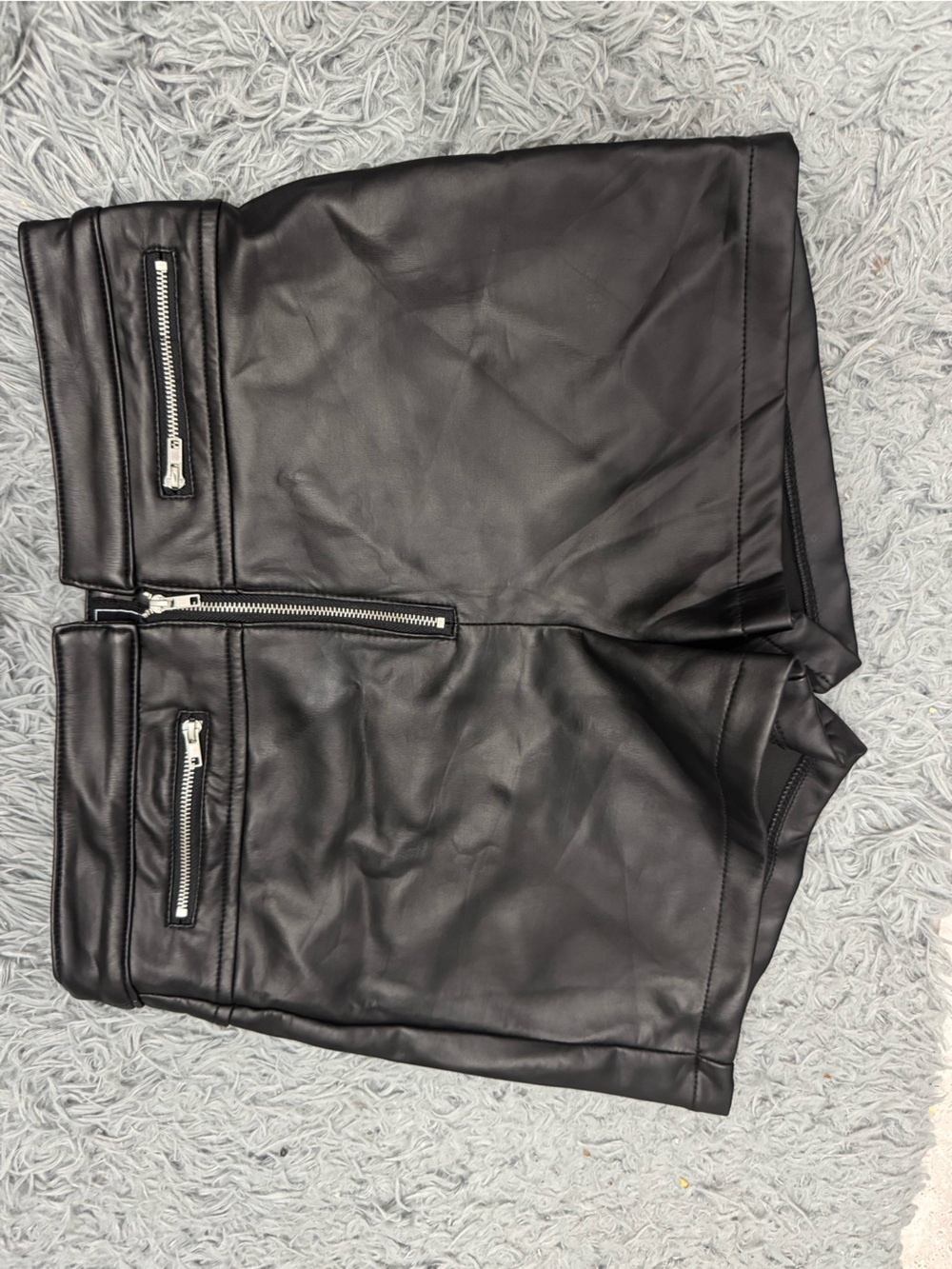 Have Black Faux Leather Zip Pocket Shorts